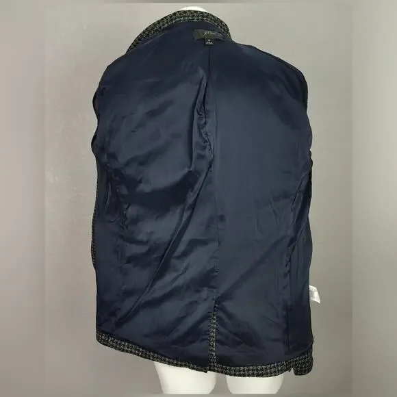 J. Crew Parke Houndstooth Wool Blazer Black Gray Size 12 - Picture 13 of 14